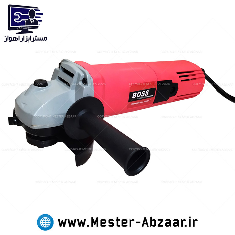 مینی فرز 1400 وات کلید پشت باس 115 میلی متری دسته کوتاه قرمز مدل BOSS 1400W ANGLE