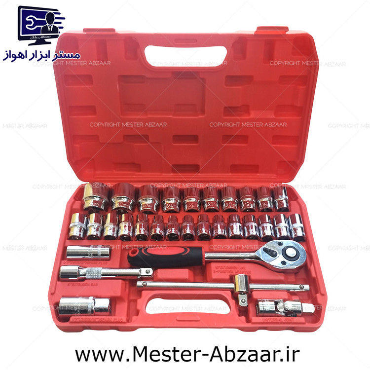 جعبه بکس 32 پارچه درایو 1.2 کروم وانادیوم سوکت ست socket set 32pcs