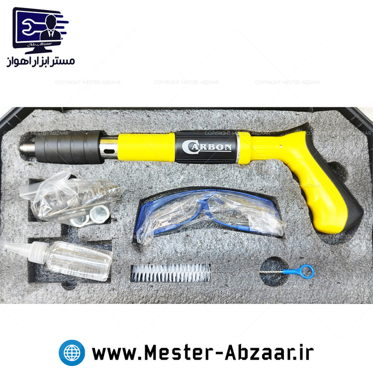 میخکوب چاشنی جدید باروتی کربن دستی تفنگی با کیف و لوازم مدل CARBON FOXER 950