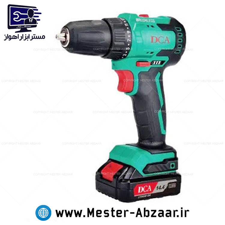 دریل شارژی ۱۴ ولت براشلس دو باتری با کیف BRUSHLESS دی سی ای DCA مدل ADJZ24-10EM