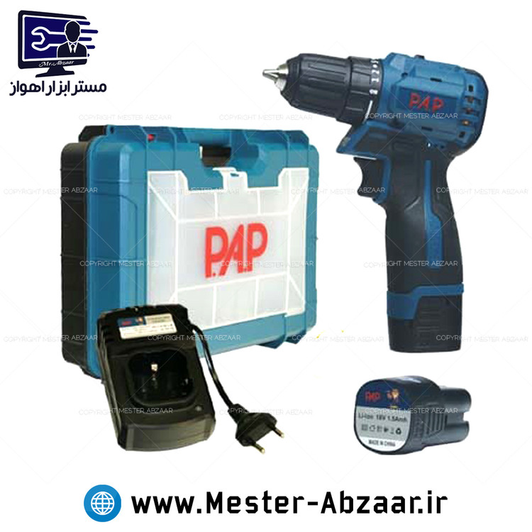 دریل پیچ گوشتی شارژی 18 ولت 2 باتری براشلس با کیف مدل BD-1815 برند پی ای پی P.A.P