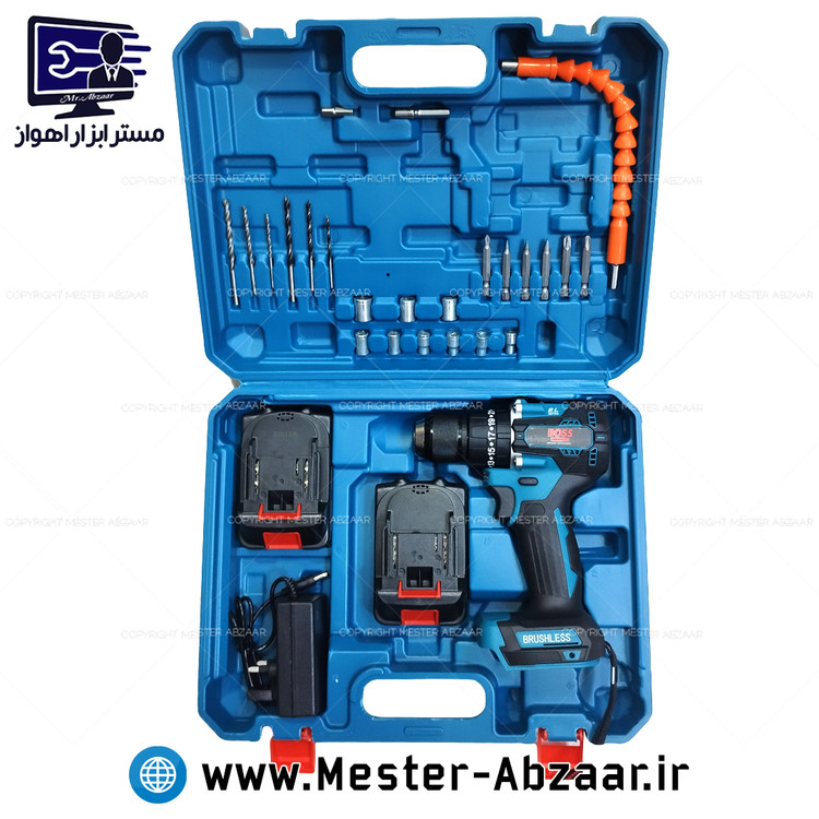 دریل پیچ گوشتی چکشی طرح ماکیتا شارژی سه نظام فلزی 36 ولت براشلس باس مدل BOSS 50-100N.M