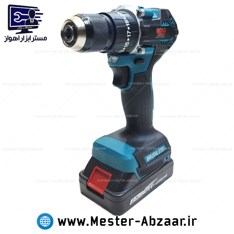 دریل پیچ گوشتی چکشی طرح ماکیتا شارژی سه نظام فلزی 36 ولت براشلس باس مدل BOSS 50-100N.M