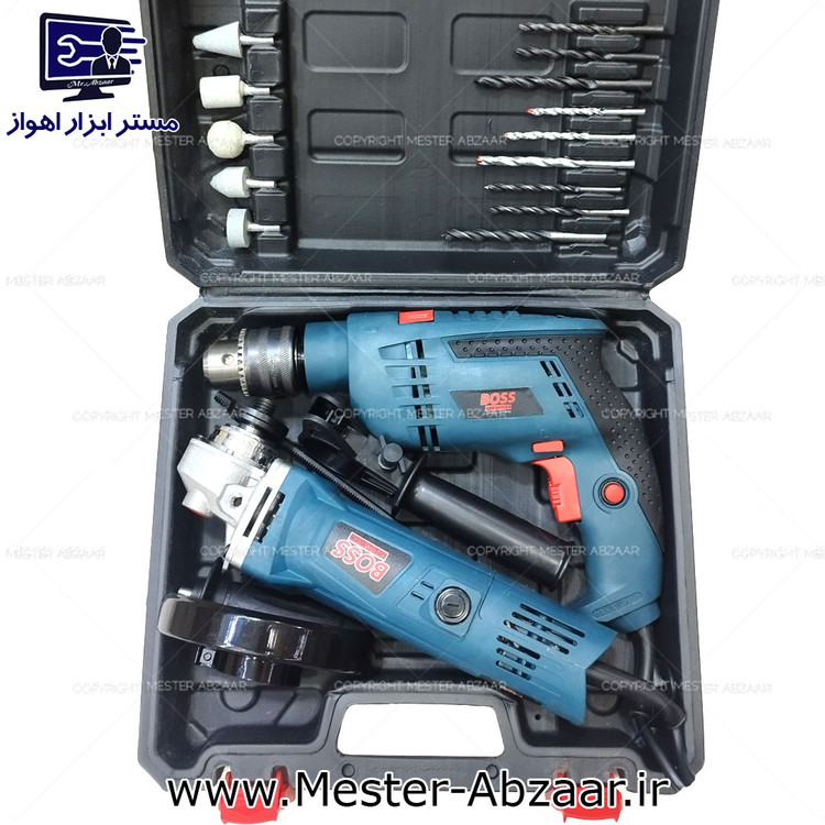 کیت دو قلو دریل برقی و مینی فرز باس مدل BOSS 5835 BS-802