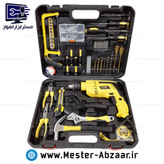 کیت دریل 13 چکشی 1200 وات آپ اسپریت با کیف ابزار دستی اره پیچگوشتی چکش آچار مته تیزبر متر کامل مدل UPSPIRIT HK-ID13100