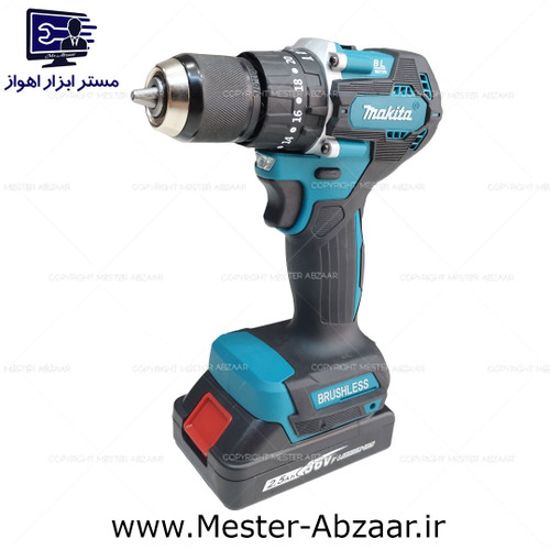 دریل پیچ گوشتی چکشی ماکیتا شارژی سه نظام فلزی 36 ولت براشلس مدل MAKITA 0-450