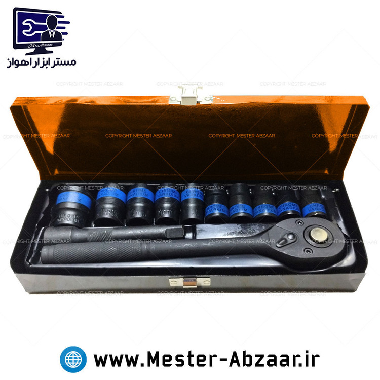 جعبه بکس 12 پارچه فلزی درایو 1/2 تات تولز درب نارنجی TAT TOOLS