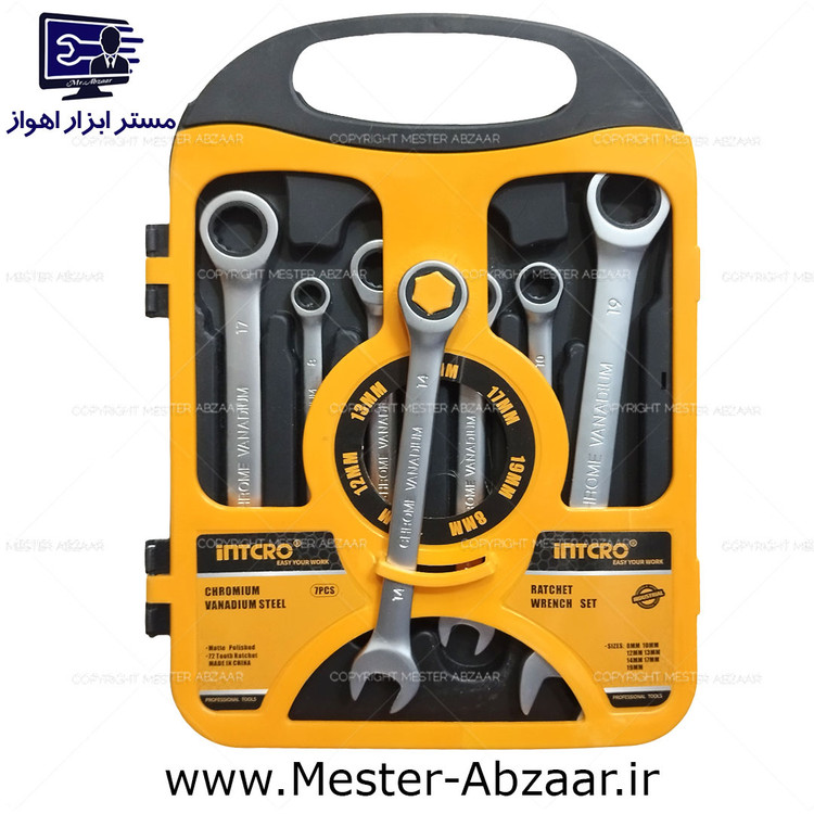 ست 7 پارچه آچار جغجغه ای یک سر رینگ یک سر تخت اینتکرو مدل INTCRO 7PCS