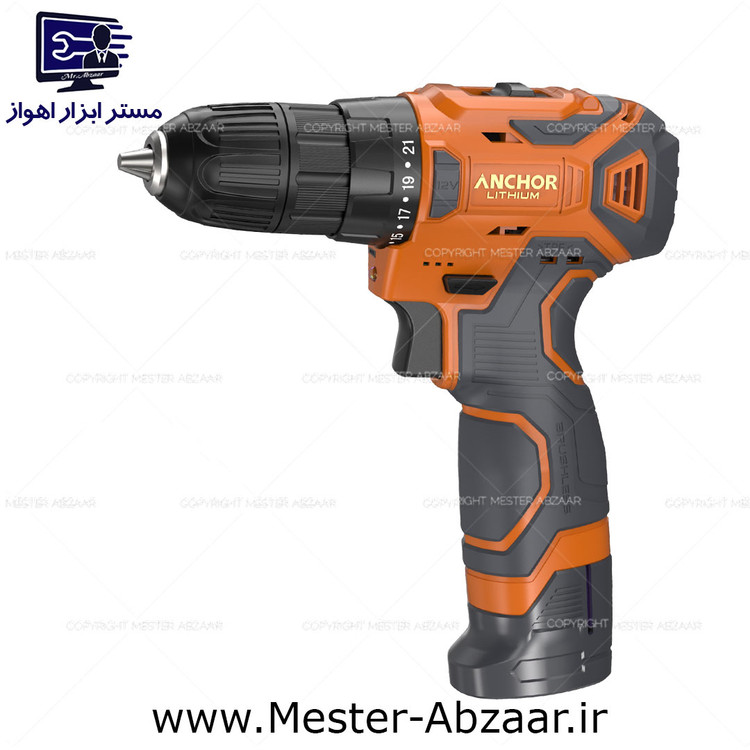دریل شارژی براشلس 12 ولت دو باتری آنکور پی ام با گارانتی و کیف مدلANCHOR DCE3