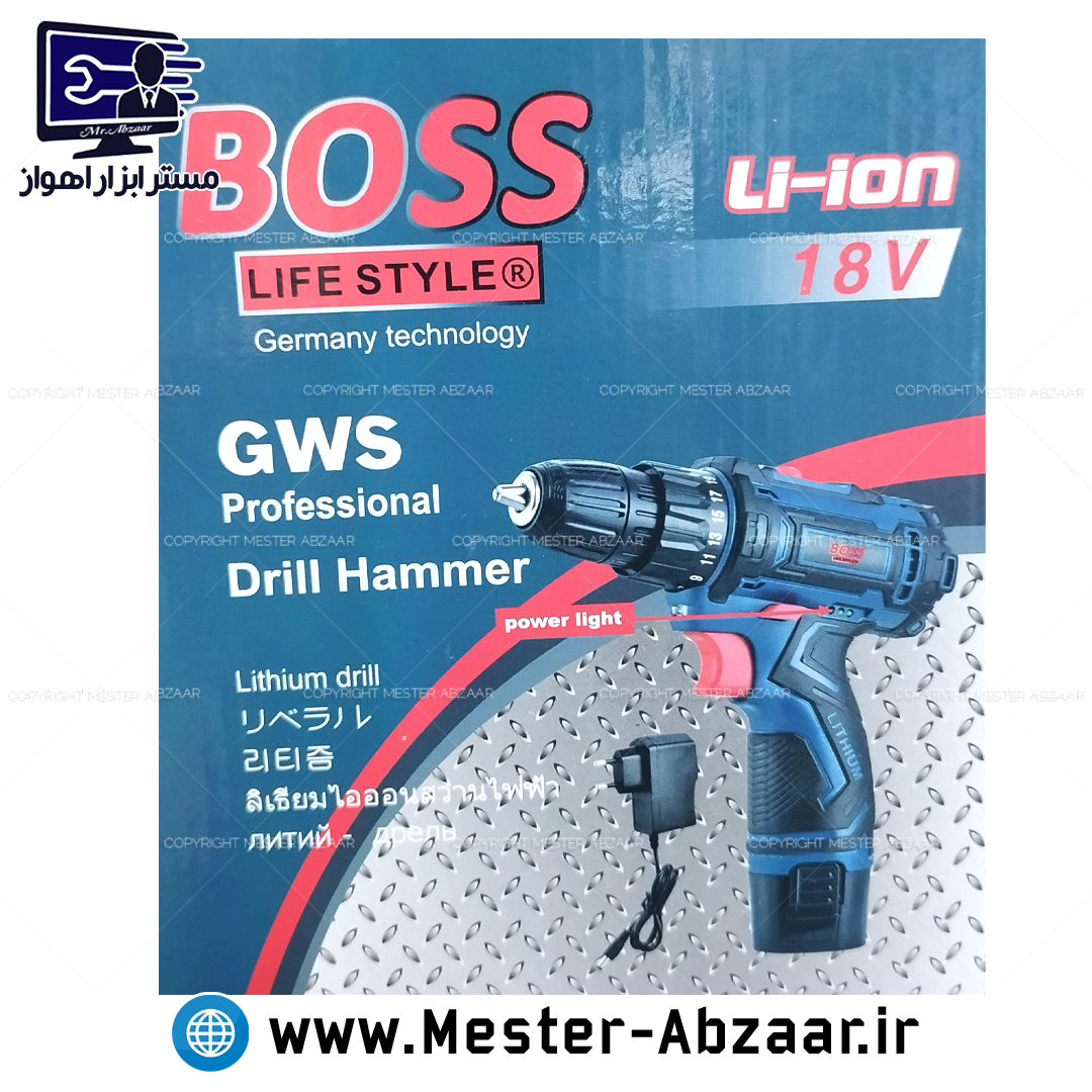 دریل پیچ بند شارژی 18 ولت باس تحت لیسانس آلمان لیتیومی مدل BOSS GWS 18V