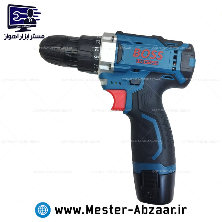 دریل پیچ بند شارژی 18 ولت باس دو باتری تحت لیسانس آلمان لیتیومی مدل BOSS GWS life style 18