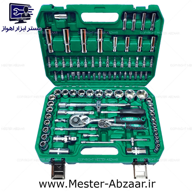 ست 94 پارچه جعبه بکس حرفهای باس صنعتی سبز مدل BOSS 94PCS green