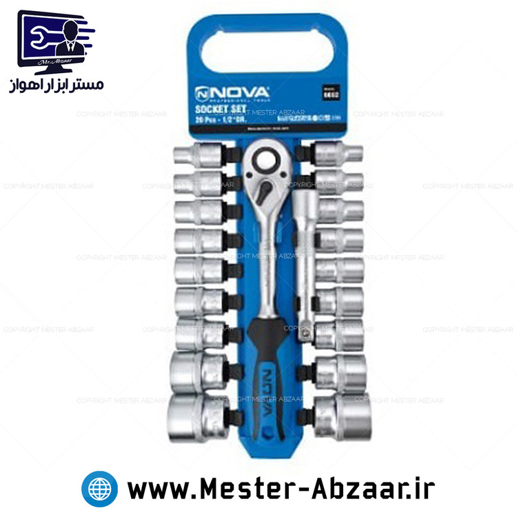 ست بکس ریلی 1/2 اینچ 20 پارچه نوا فشار قوی برند NOVA مدل 6692