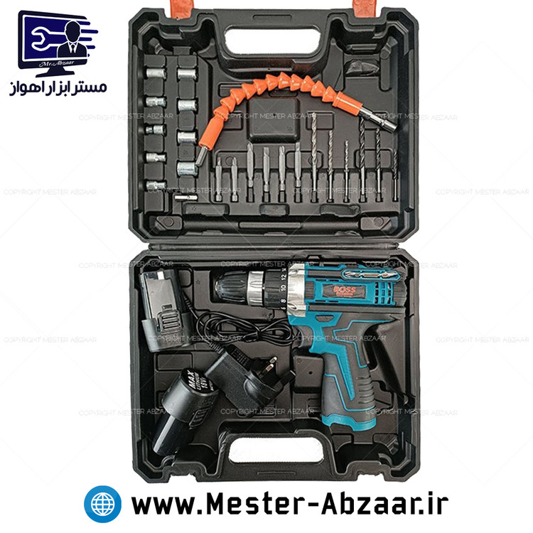 دریل پیچ بند شارژی 18 ولت باس پروفسیونال دو باتری تحت لیسانس آلمان لیتیومی مدل BOSS 18V PROFESIONAL