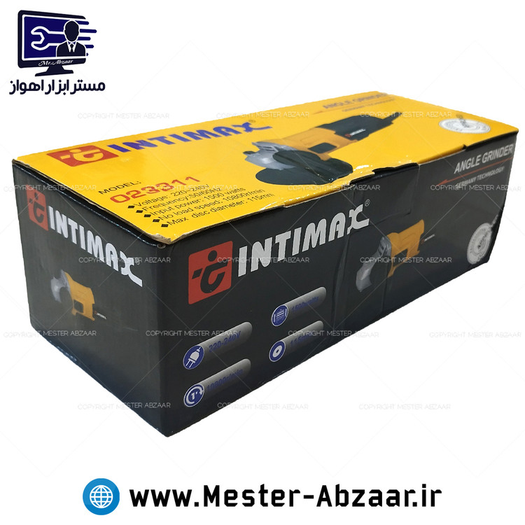 مینی فرز کلید بغل 1500 وات اینتی مکس 115 میلی متری اینتیمکس زرد مشکی مدل INTIMAX 023311