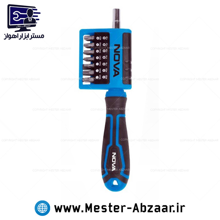 ست بیت و بکس 15 پارچه نوا با دسته پیچ گوشتی نووا nova مدل 1342