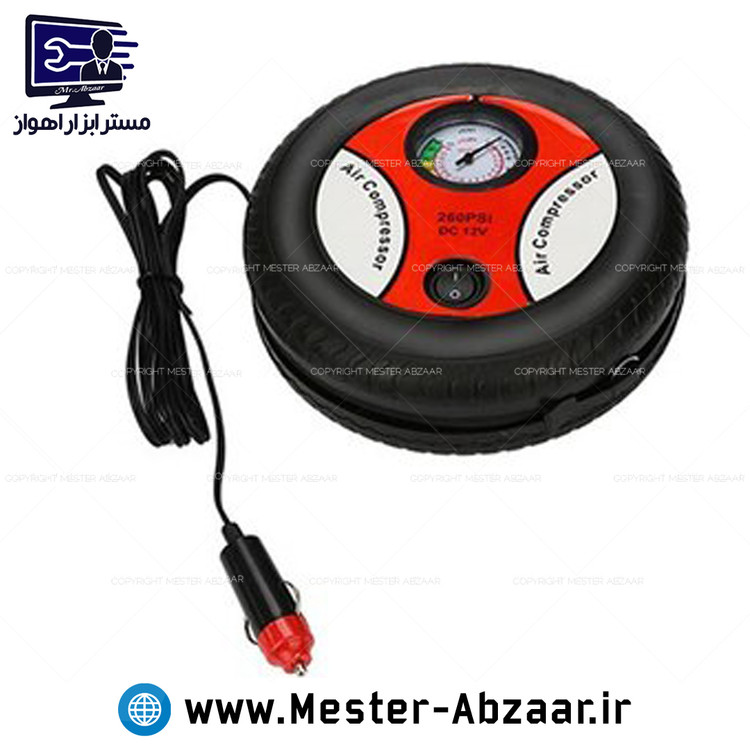 پمپ باد فندکی خودرو طرح تایر مینی کمپرسور هوا تک سیلندر ماشین مدل air compressor 260psi