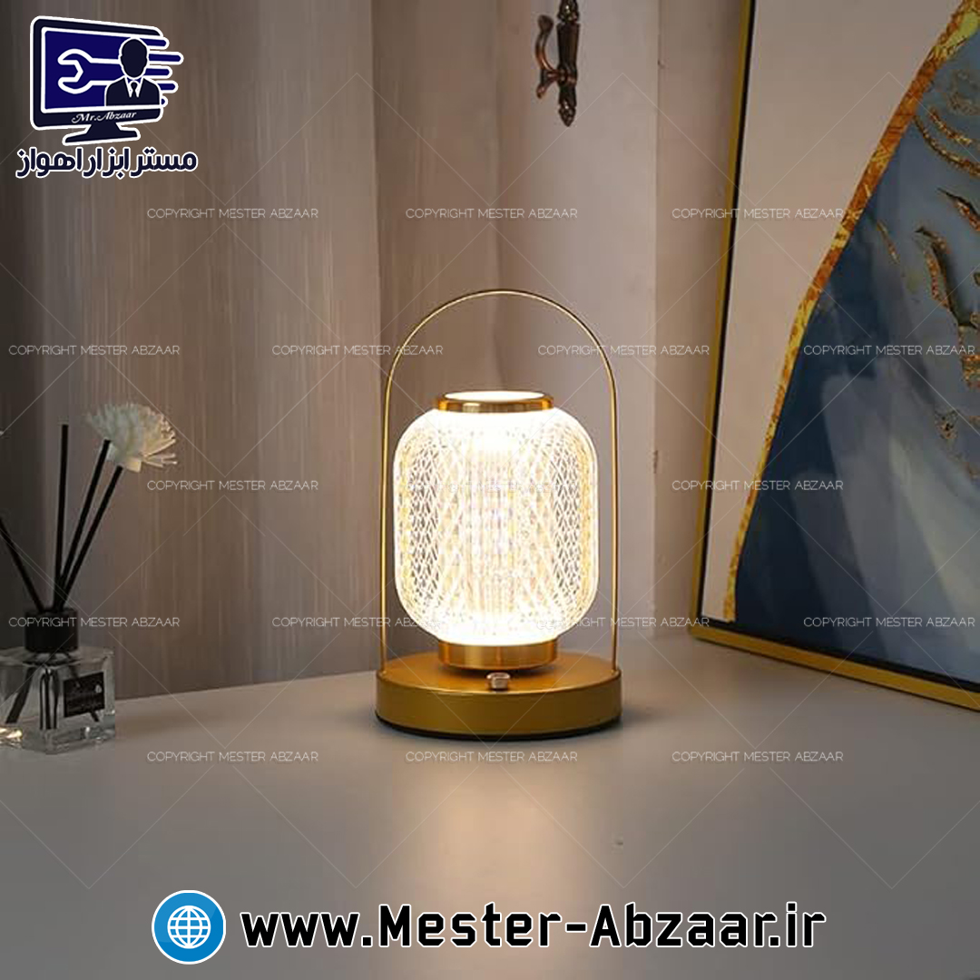 آباژور چراغ خواب شیشه ای لمسی کریستالی قاب فلزی مدل CREATIVE TABLE LAMP 330