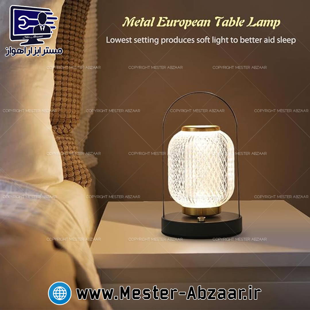 آباژور چراغ خواب شیشه ای لمسی کریستالی قاب فلزی مدل CREATIVE TABLE LAMP 330