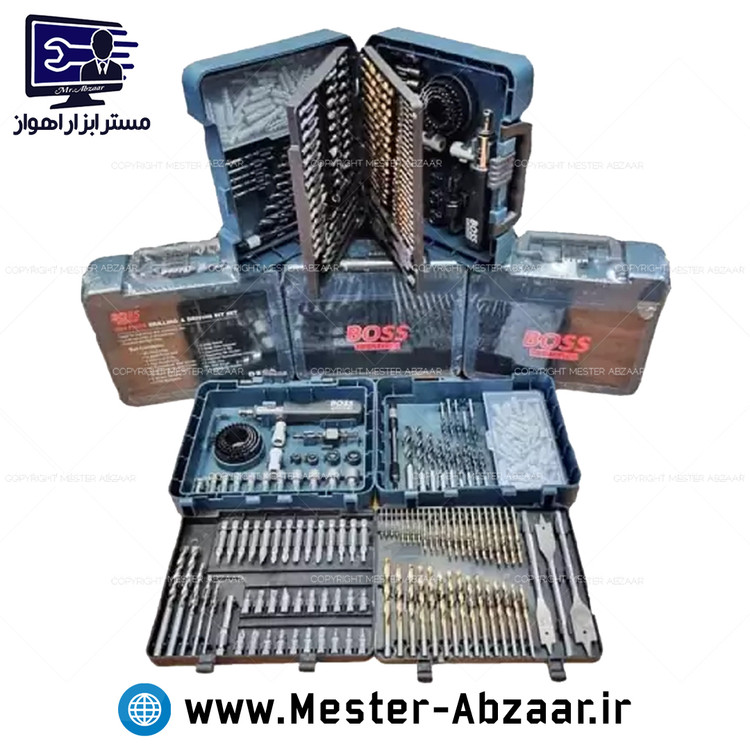 ست مته و ابزار دریل 204 عددی باس کیف چهار طبقه برند BOSS مدل bs-204