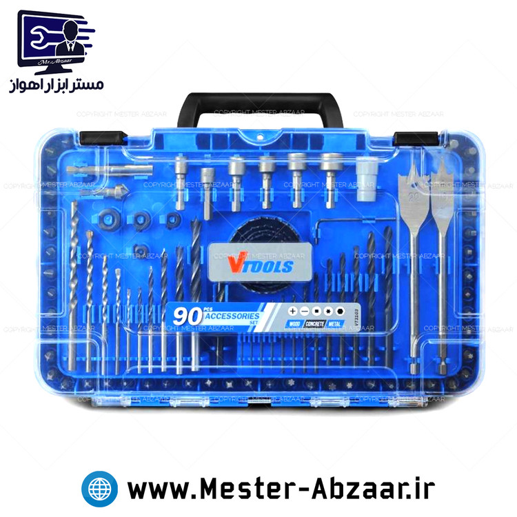 ست 90 عددی مته و بیت دریل وی تولز مدل 90PCS VTOOLS