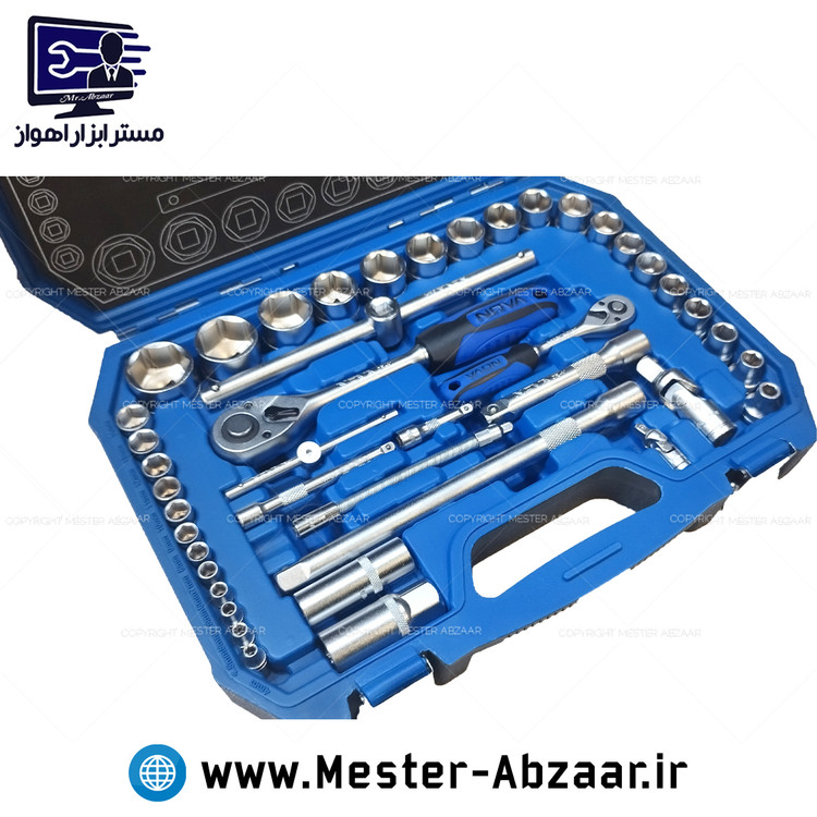 جعبه بکس حرفه ای صنعتی نوا 44 پارچه 1/2 و 1/4 اینچ فشار قوی با کیف BMC نووا مدل NOVA 6685