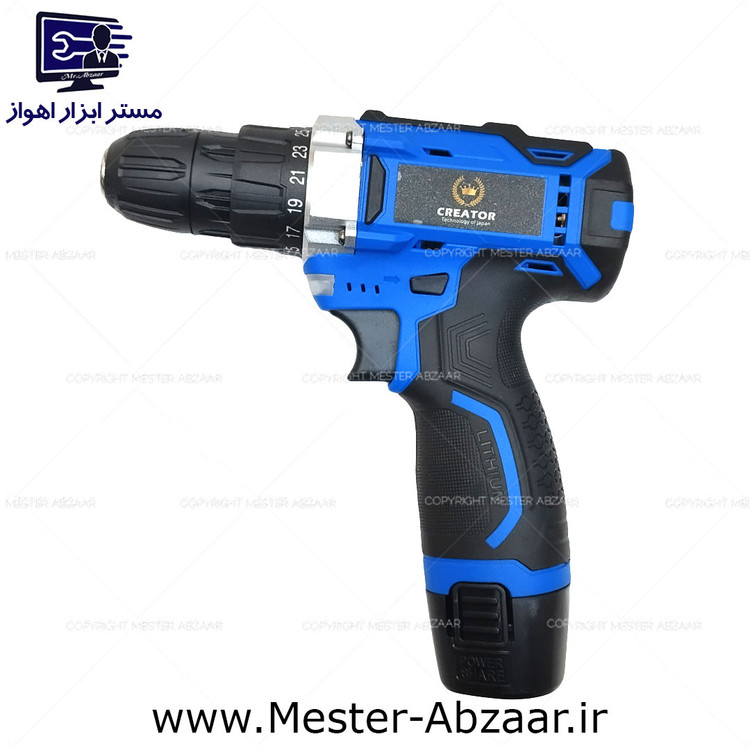 دریل پیچ گوشتی شارژی 18 ولت 25 نیوتن کریتور دو باتری جدید با لوازم کامل مدل CREATOR CR18002