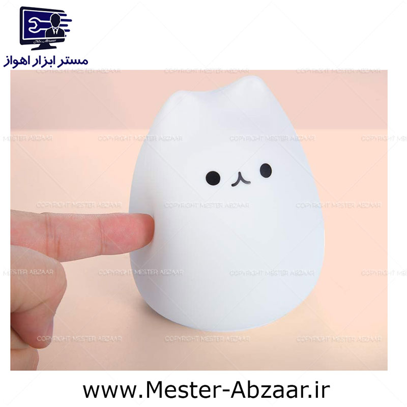 چراغ خواب طرح گربه 7 رنگ شارژی rgb color-changing squishy cat light