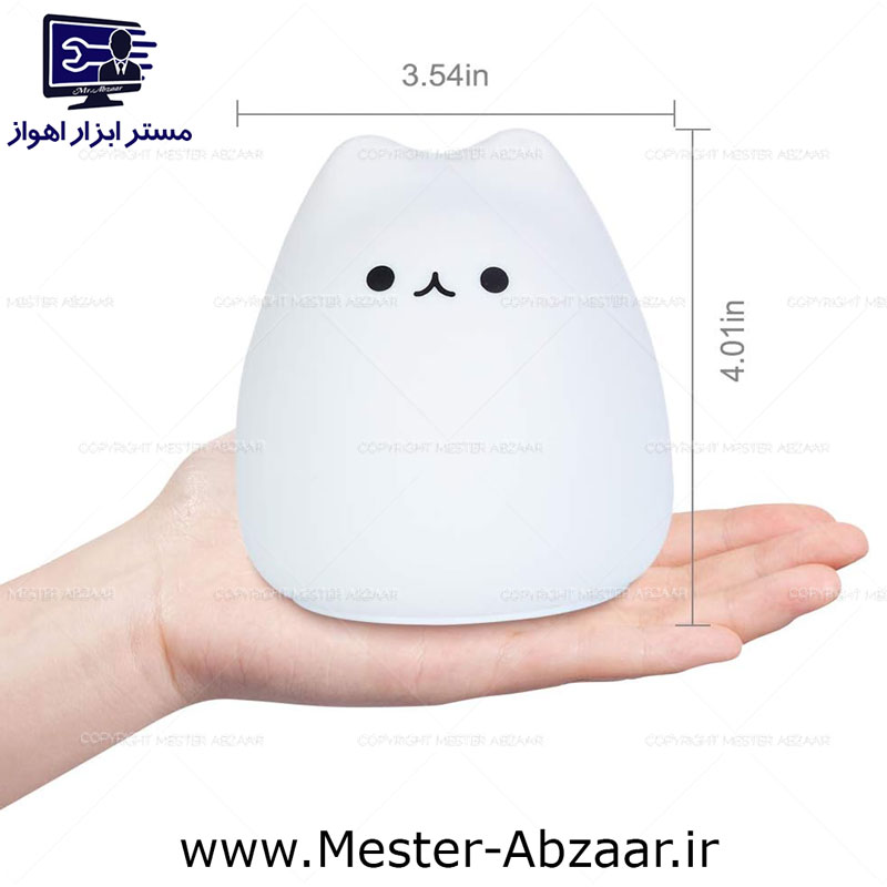 چراغ خواب طرح گربه 7 رنگ شارژی rgb color-changing squishy cat light