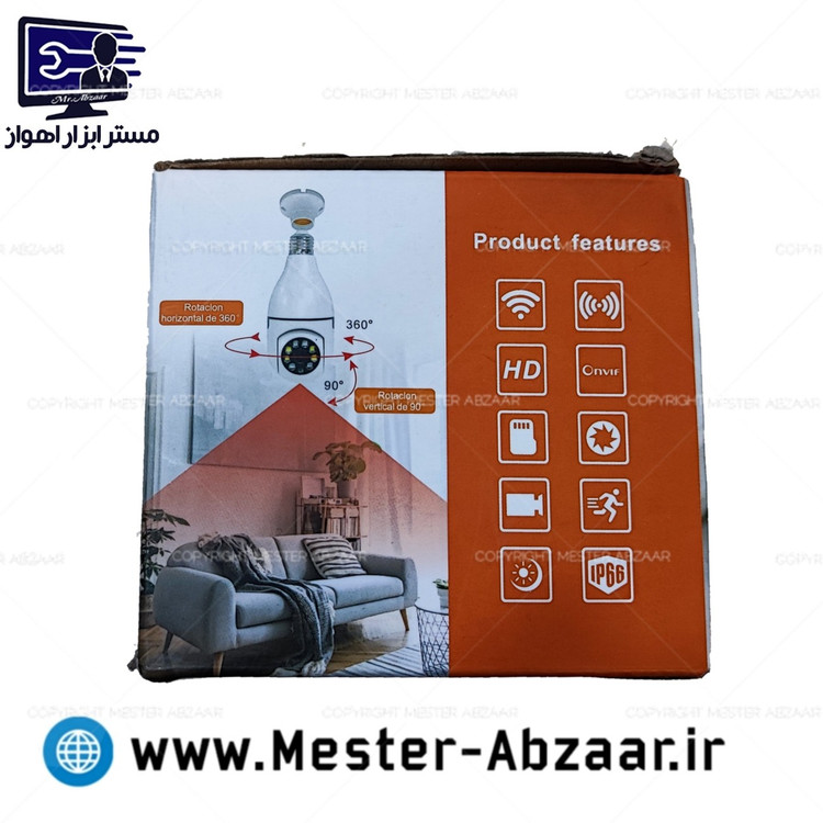 دوربین لامپ دید در شب 360 درجه 1080P IP E27 Wi-Fi IR شب هوشمند خانه امنیت بی سیم