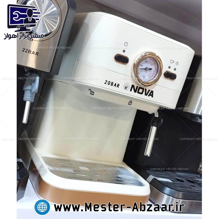 اسپرسو و قهوه ساز 2200 وات نوا اصلی پمپ 20 بار سفید مدل NOVA NCM-190