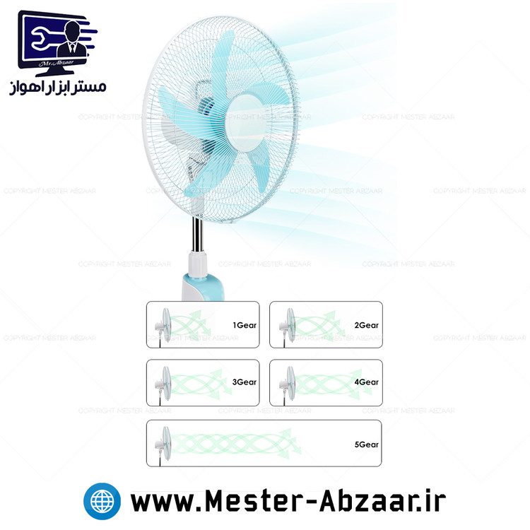 پنکه شارژی برقی ایستاده 16 اینچ پنج پره چند کاره ویداسی پاور بانک مدل WEIDASI WD-246