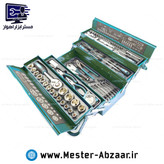 ست 85 عددی جعبه ابزار باس سبز جدید سه طبقه کامل با بکس و جغجغه و انبر قفلی و متر و انبردست و... مدل BS-TOLS-85 GREEN BOSS