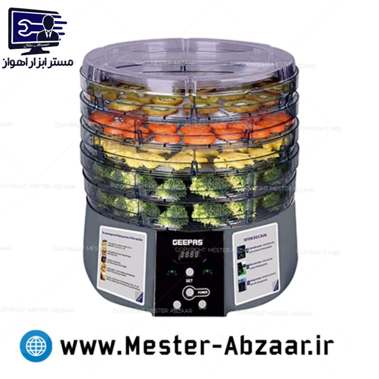میوه خشک کن 5 طبقه اتوماتیک جیپاس 520 وات مدل GEEPAS GFD63013UK