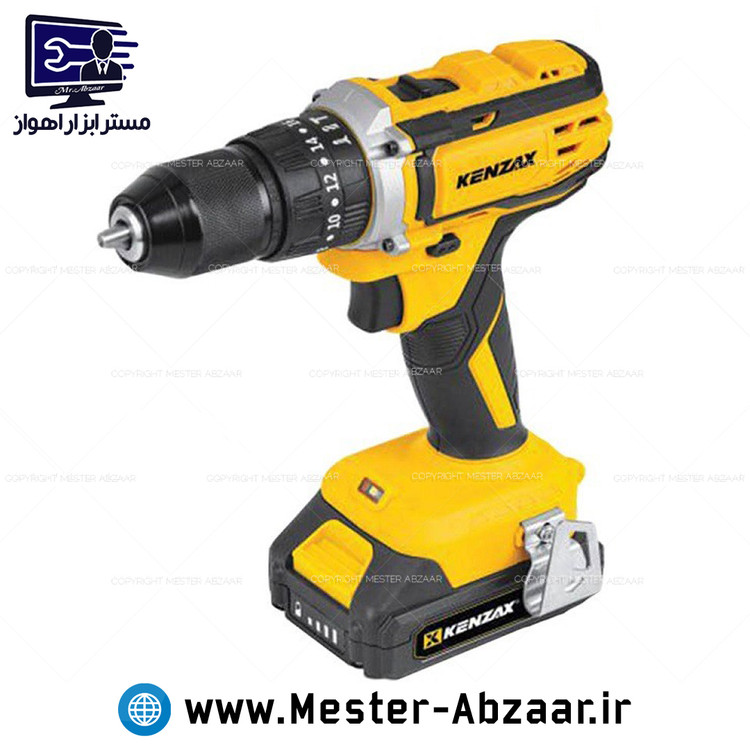 دریل پیچ گوشتی شارژی 16 ولت 32 نیوتون دو باتری کنزاکس با گارانتی یک سال با کیف مدل KENZAX 8116