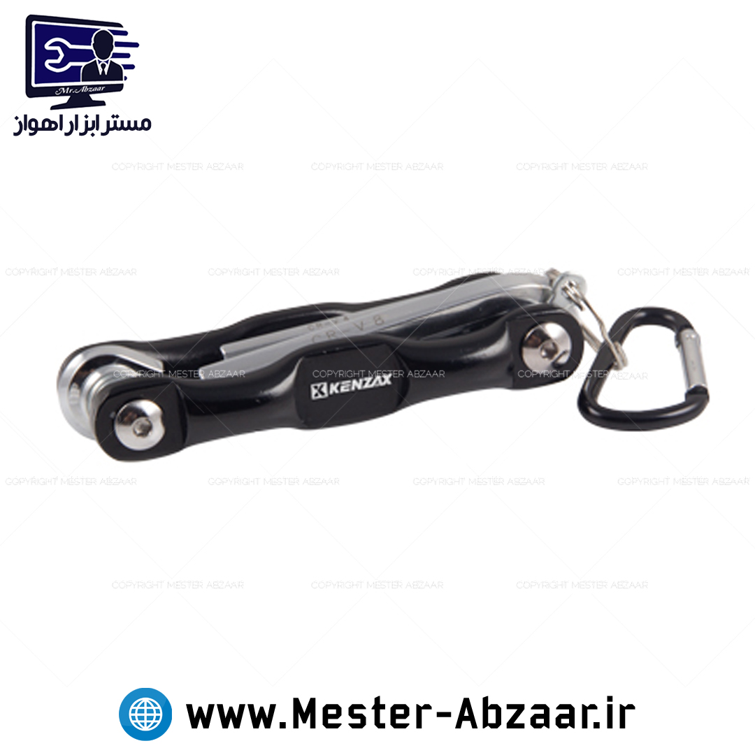 ست 8 پارچه آلن چاقویی شش گوش کنزاکس گیره دار تاشو مدل KENZAX KTK-108