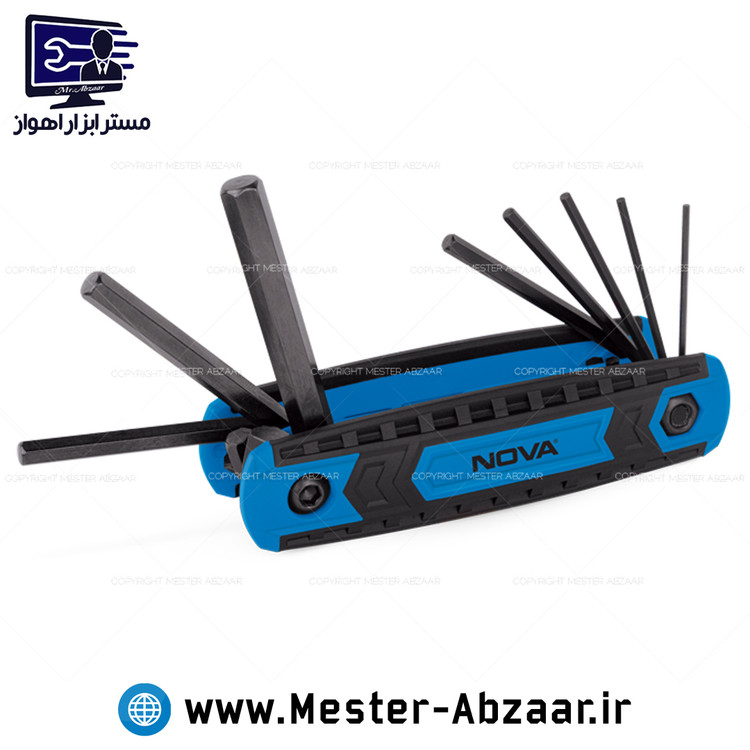 ست 8 عددی آلن چاقویی شش گوش نوا مشکی تاشو مدل NOVA 1161 نووا