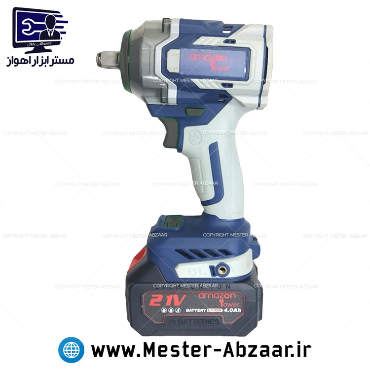 بکس شارژی پیچ گوشتی 550 نیوتون واقعی و قدرتمند با یکسال گارانتی ۲۱ ولت 4 آمپر براشلس آمازون دو باتری مدل AMAZON AM-550