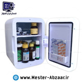 یخچال مسافرتی دو کاره فندکی و برقی سرد و گرم آینه چراغ دار خودرو 4 لیتری مینی ماشین آرایشی مدل BEAUTY MINI FRIDGE 4L