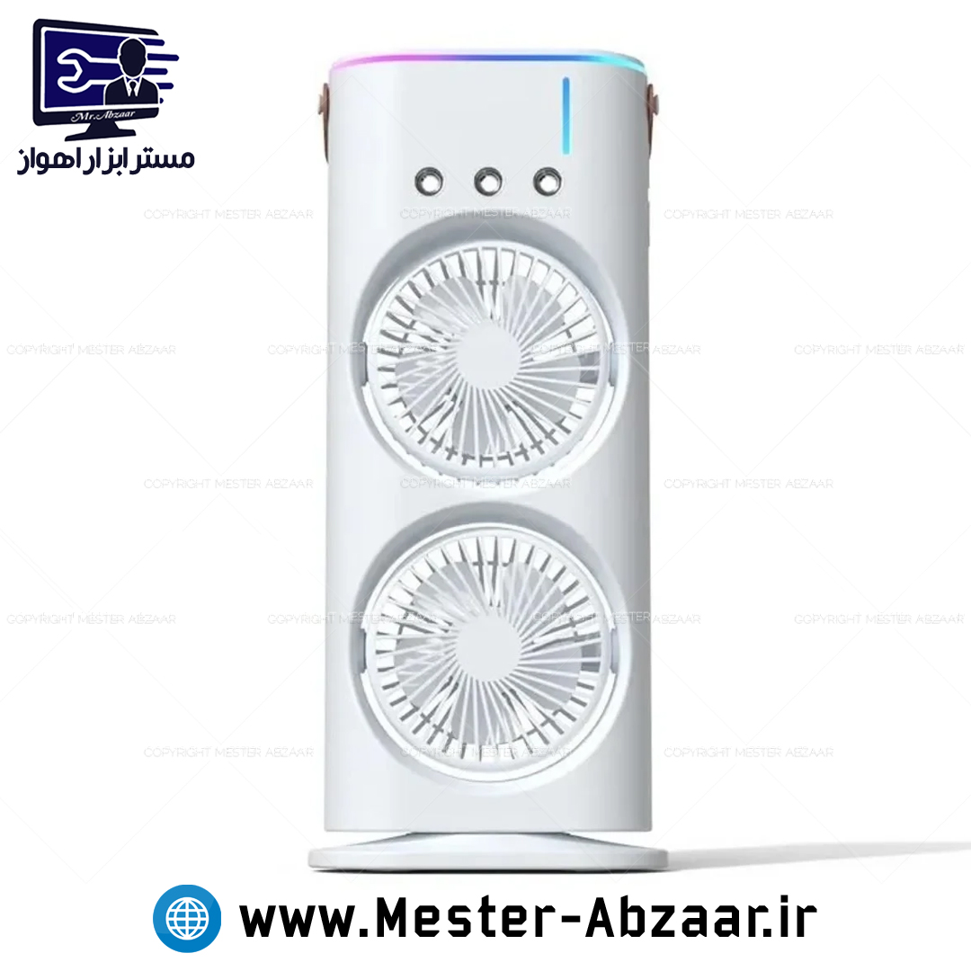 پنکه مه پاش دو فن بخور سرد چرخشی شارژی مدل DOUBLE-ENDED SPRAY FAN XL607