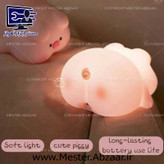 چراغ خواب سیلیکونی طرح خوک خوابیده 3 حالته ضربه ای شارژی مدل 1158