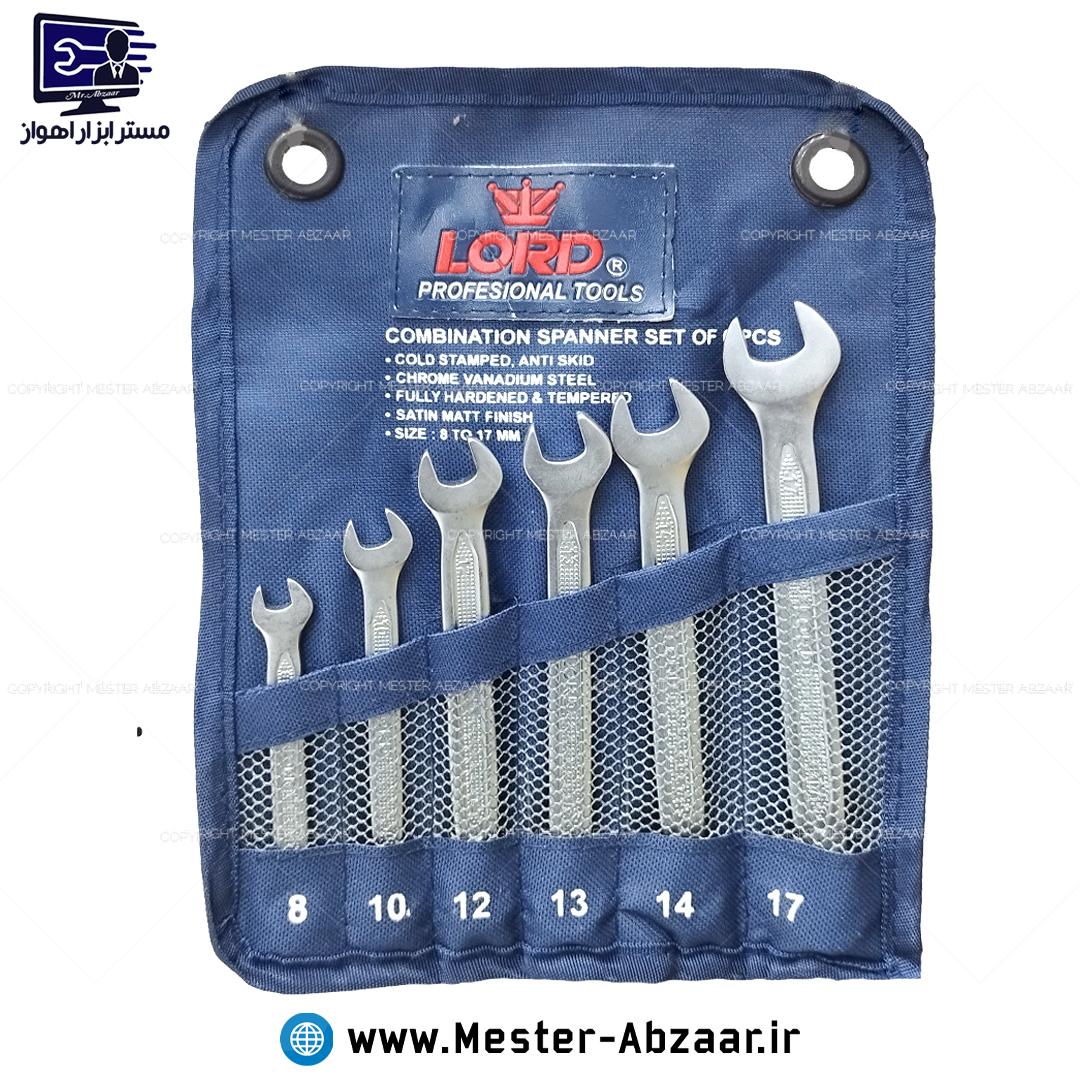 ست آچار تخت 6 تکه صنعتی یک سر رینگ لورد اصلی با گارانتی مدل LORD 6PCS 2162 لرد