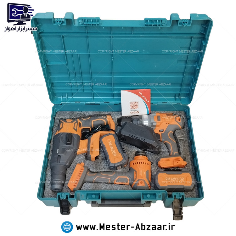 کیت شارژی براشلس 20 ولت با گارانتی مینی فرز دریل تخریب سه کاره شارژی با گارانتی آنکور پی ام مدل ANCHOR P.M EAR E.A.R
