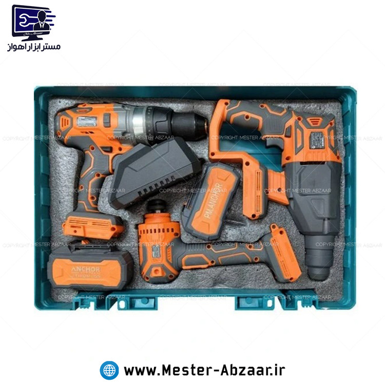 کیت شارژی براشلس 20 ولت با گارانتی مینی فرز دریل تخریب سه کاره شارژی با گارانتی آنکور پی ام مدل ANCHOR P.M EAR E.A.R