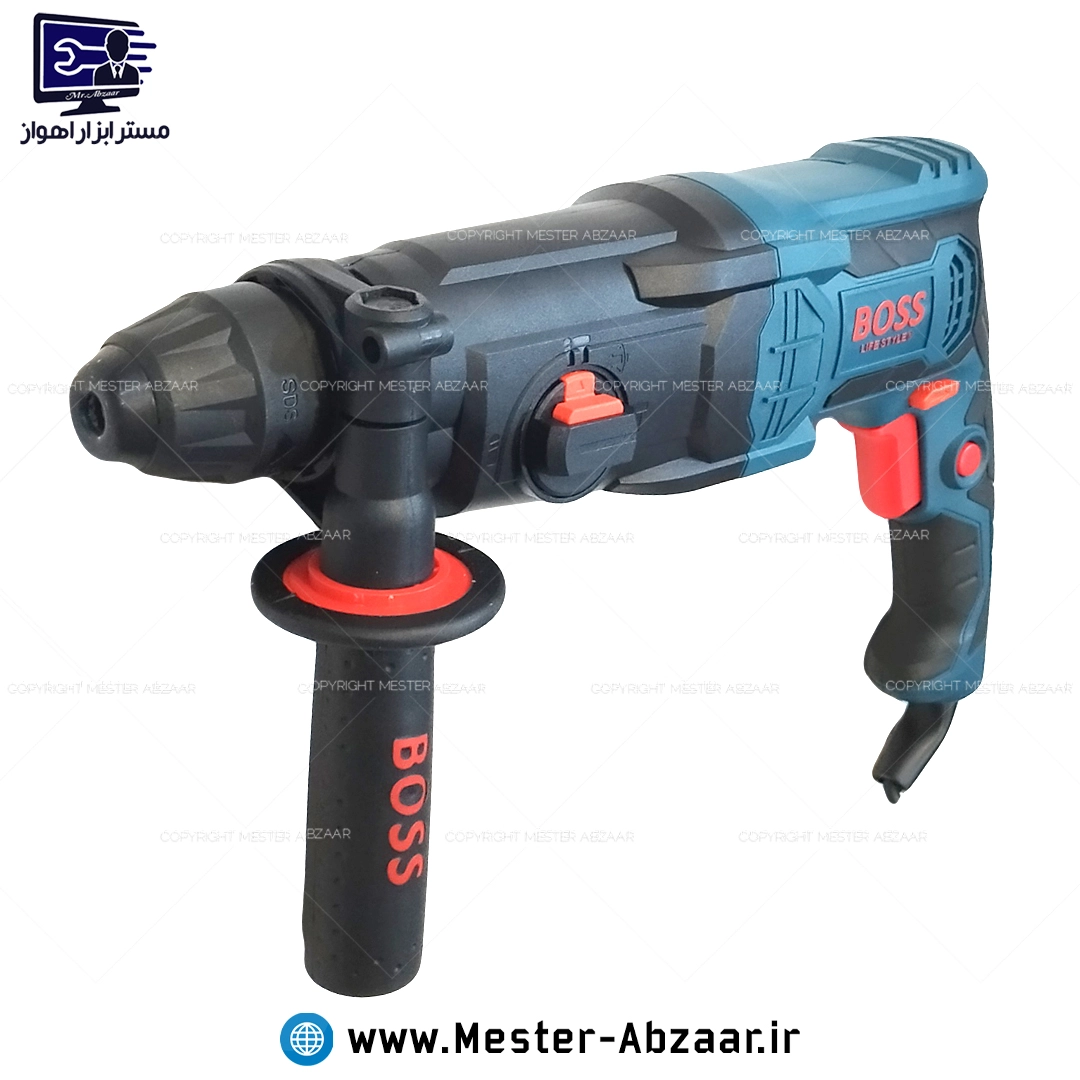 دریل بتن کن سه کاره 2200 وات صنعتی جدید باس با رابط سه نظام فلزی مدل BOSS BS26SRE-OT