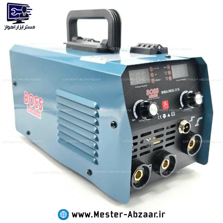اینورتر جوشکاری CO2 و MMA و آرگون مینی میگ 315 باس آبی مدل BOSS MMA/MIG315 جوش بدون گاز مینی موتورجوش چند کاره