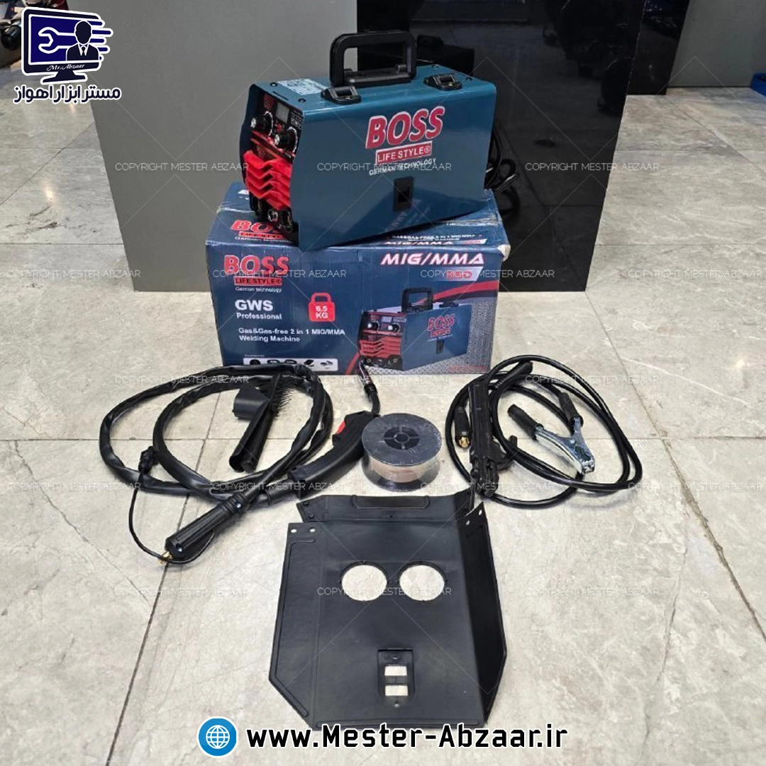 اینورتر جوشکاری CO2 و MMA مینی میگ 350 باس آبی مدل BOSS MMA/MIG-350 جوش بدون گاز مینی موتورجوش دو کاره