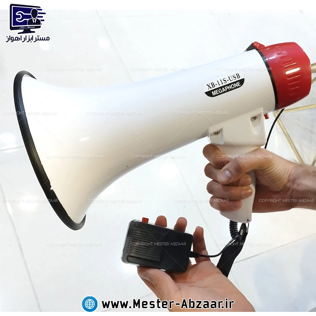 بلندگو دستی شارژی چند کاره با قابلیت ضبط و آژیر بلوتوثی مگافون مدل MEGAPHONE xb-11s-usb اسپیکر