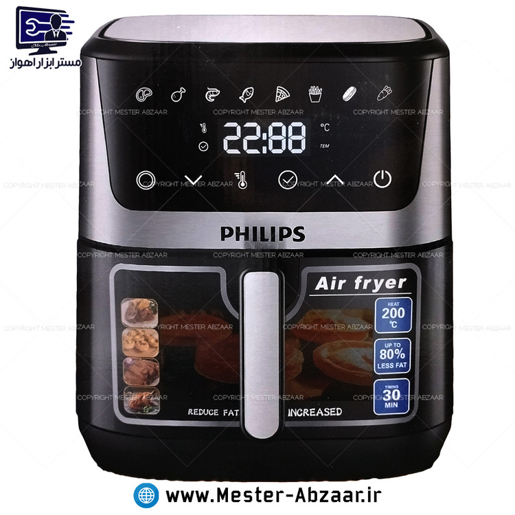 سرخ کن هواپز 14 لیتری لمسی جلو شیشه ای بدون روغن 2800 وات دیجیتالی فیلیپس مدل PHILIPS HD9285