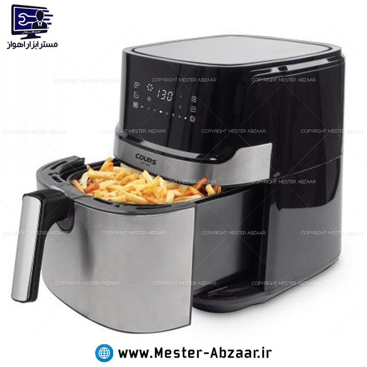 سرخ کن هواپز 6.5 لیتری لمسی بدون روغن 1700 وات دیجیتالی کورس سرخکن اصلی مدل COURS CAF 1608 استیل